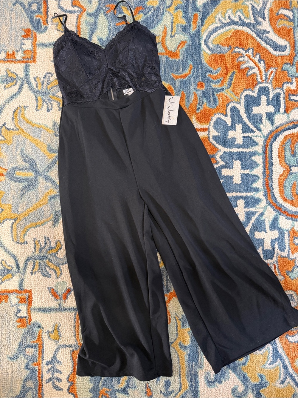 Black Lace Bodice Wide-Leg Jumpsuit